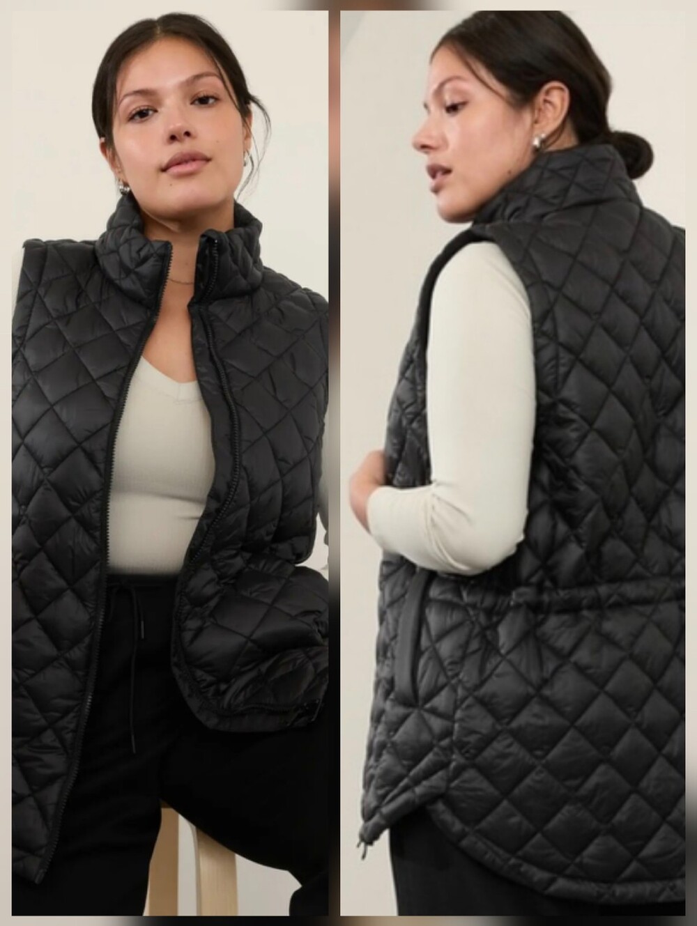ATHLETA Whisper Featherless Quilted Vest Black Size 3X